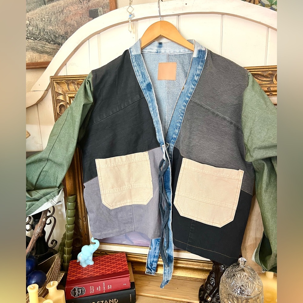 OOAK UPCYCLED Denim Levi’s Carhartt Patchwork Handmade Jacket ONE SIZE